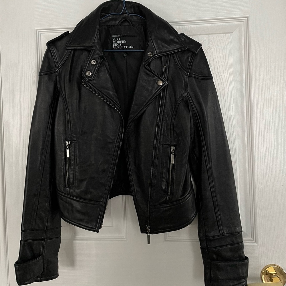 Classic Leather Biker Jacket fits like a small